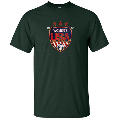US National Woman's Soccer T-shirt USA Shield 1985 T-shirt Forest Green