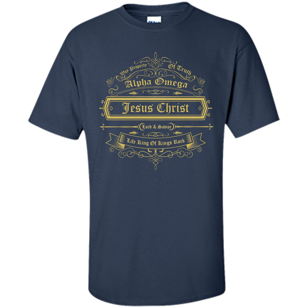 Christian T-shirt Way Property Of Truth Jesus Christ Alpha Omega Lord Navy