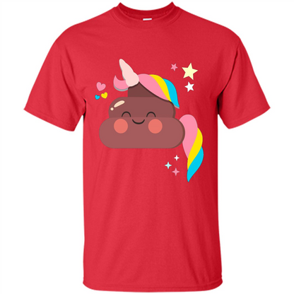 Emoji Happy Unicorn Poop Funny T-shirt Red