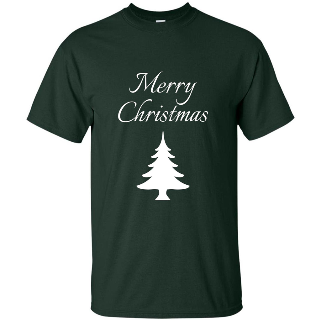 Merry Christmas Xmas Tree T-Shirt Forest Green