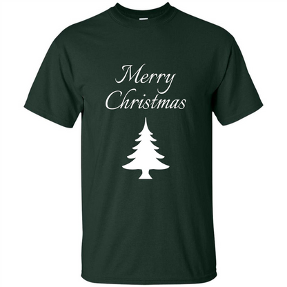 Merry Christmas Xmas Tree T-Shirt Forest Green