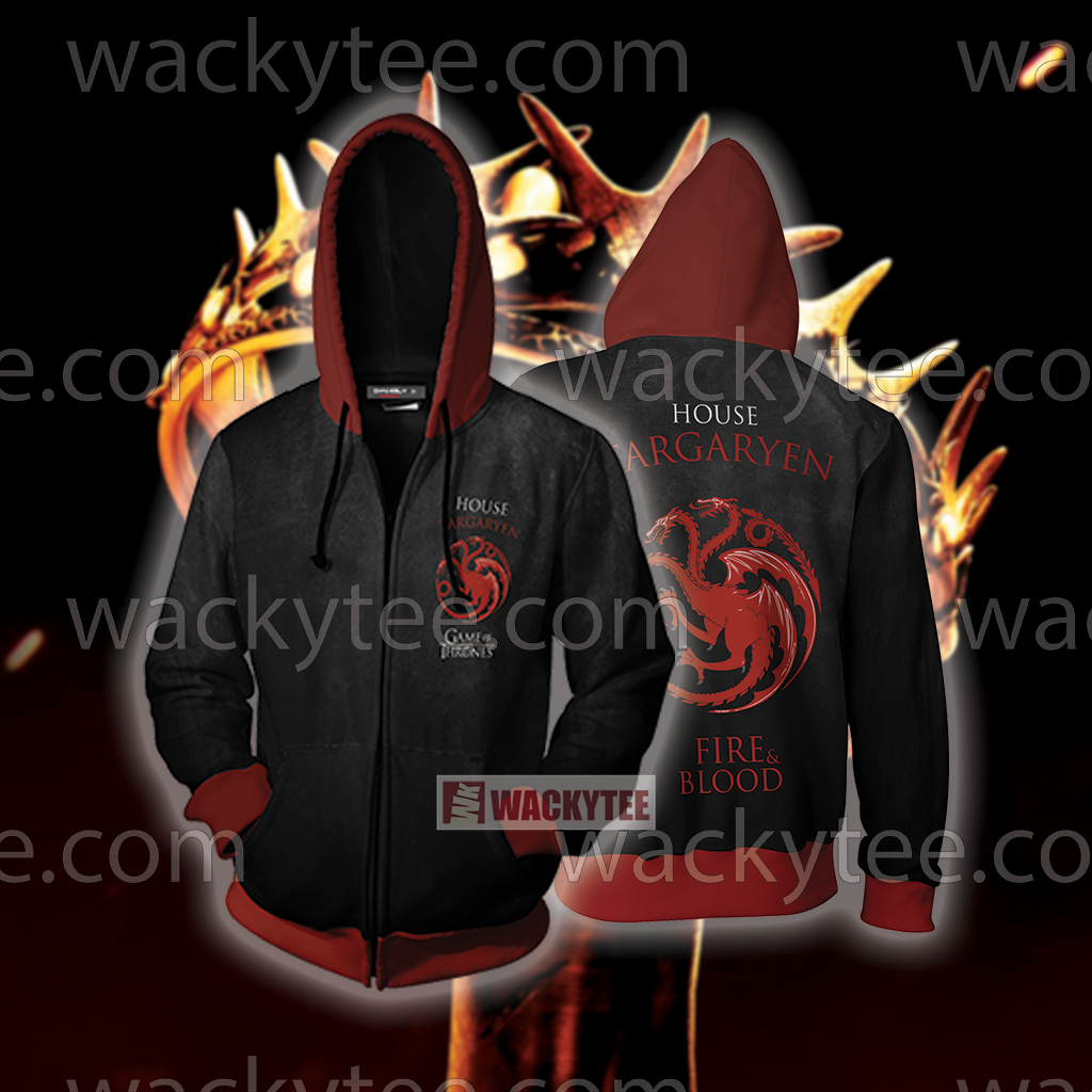 Daenerys Targaryen Game Of Thrones Fire And Blood Zip Up Hoodie 4XL