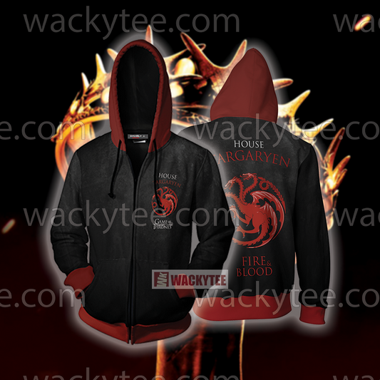 Daenerys Targaryen Game Of Thrones Fire And Blood Zip Up Hoodie 4XL
