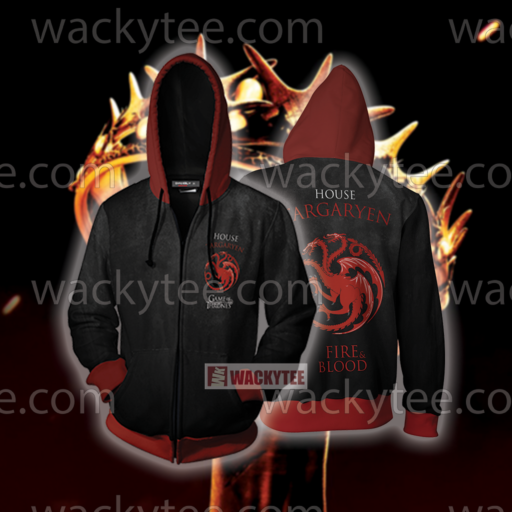 Daenerys Targaryen Game Of Thrones Fire And Blood Zip Up Hoodie