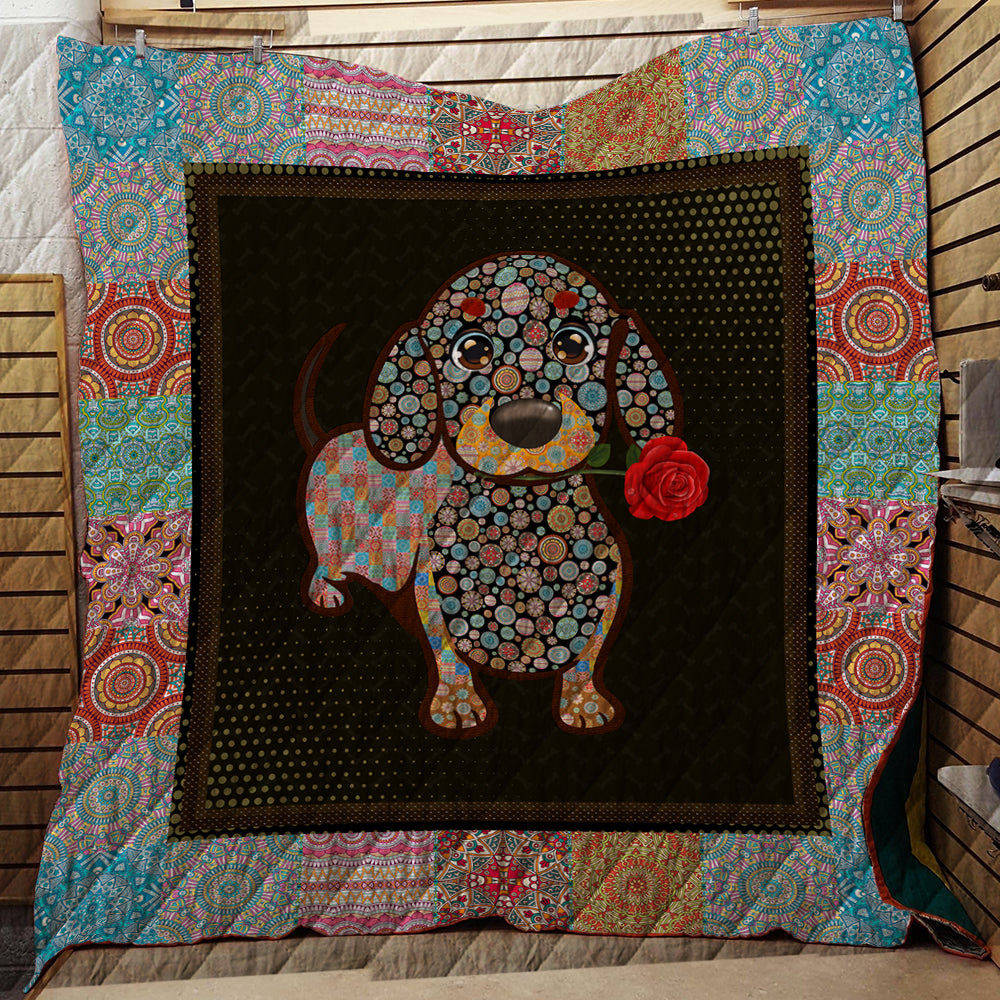 Dachshund Quilt Dog 3D Quilt Blanket Queen (203x228CM)