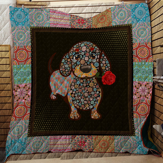 Dachshund Quilt Dog 3D Quilt Blanket Queen (203x228CM)