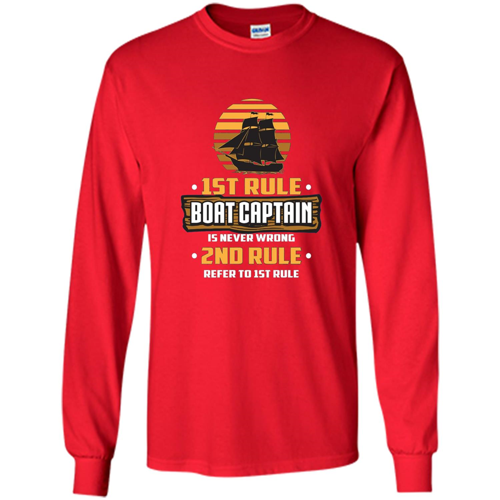 Funny Boat Captain Rules T-shirt Boat Captain Is Never Wrong Red