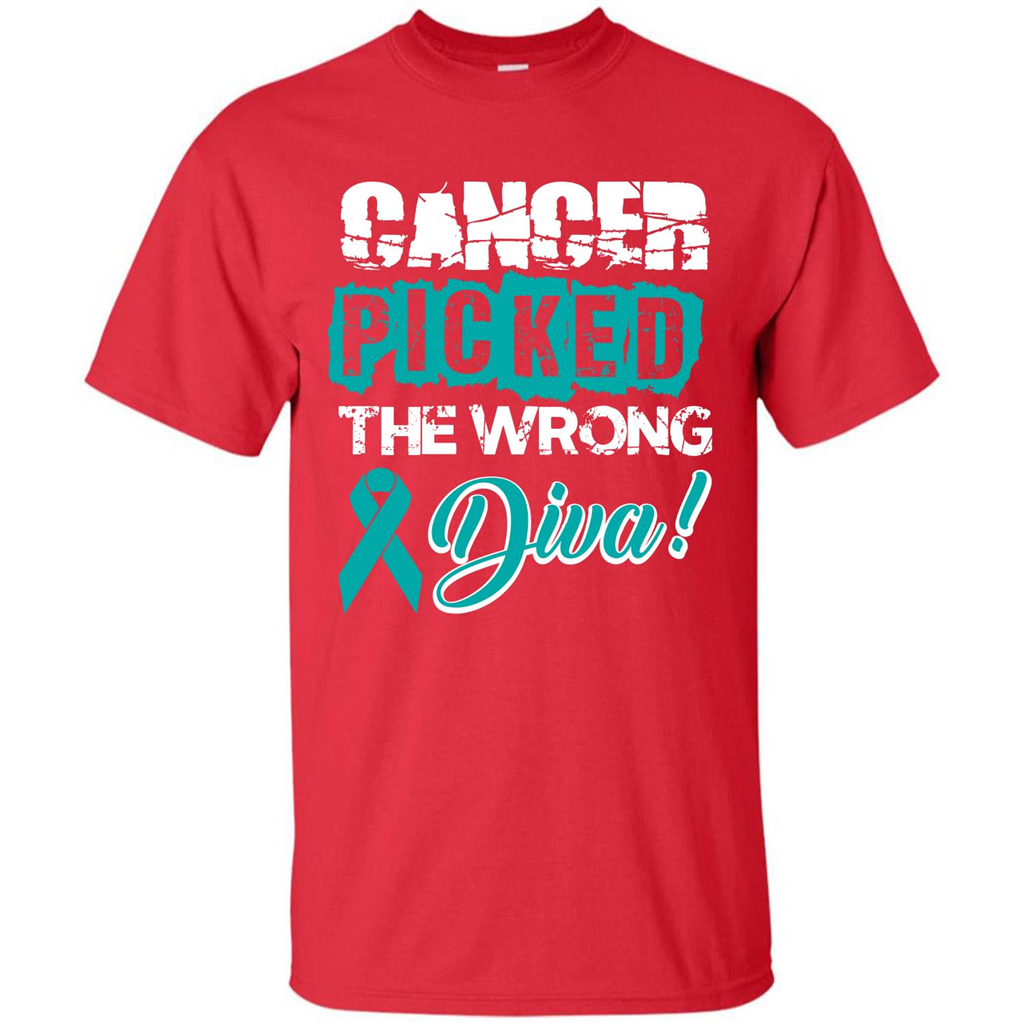 Cancer Awareness T-shirt Cancer Picked The Wrong Diva T-shirt Red