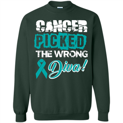 Cancer Awareness T-shirt Cancer Picked The Wrong Diva T-shirt Forest Green