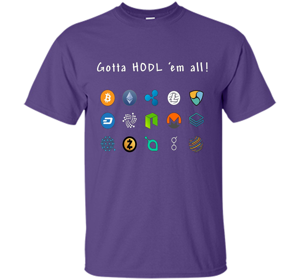 Ethereum Bitcoin Litecoin Gotta Hold'em All T-shirt Purple
