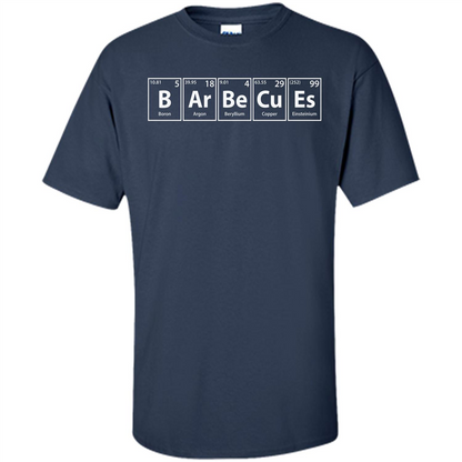 Barbecues (B-Ar-Be-Cu-Es) Funny Elements Spelling T-Shirt Navy
