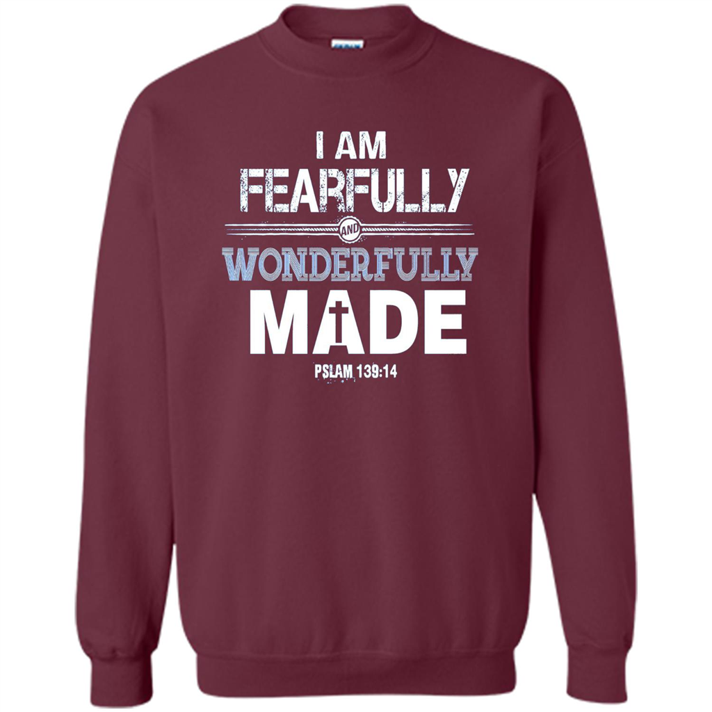 Christian T-shirt I Am Fearfully And Wonderfully Made Maroon