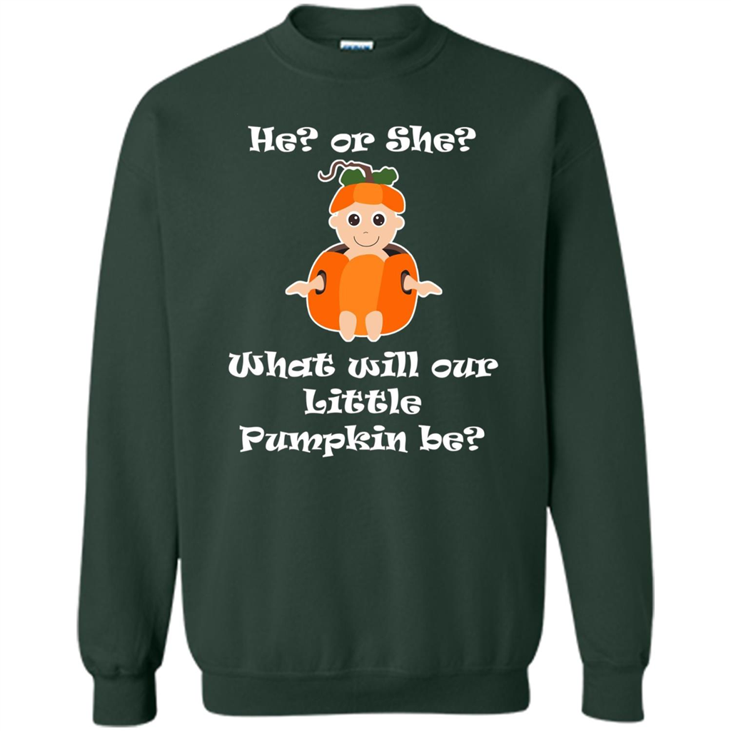 He Or She What Will Little Pumpkin Be Baby Shower T-shirt Forest Green