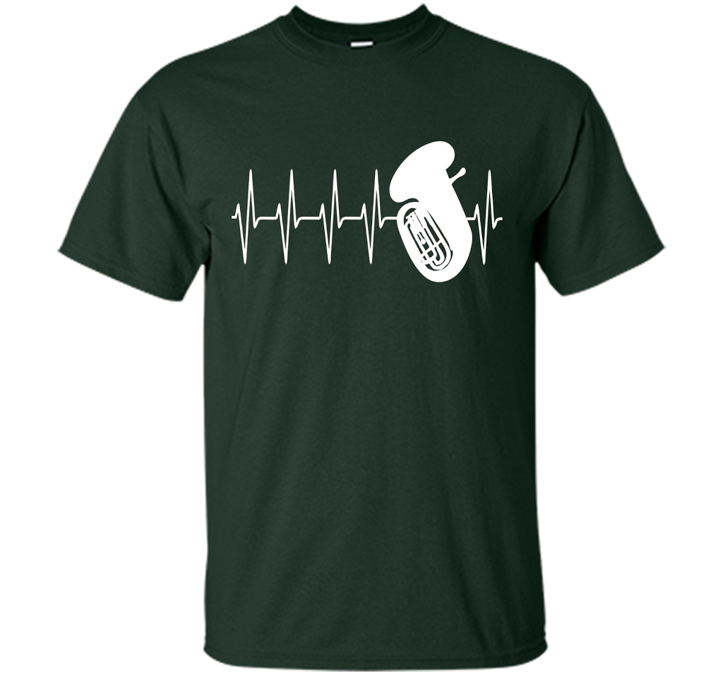 Sousaphone T-shirt Heartbeat Tube Sousaphone Forest Green