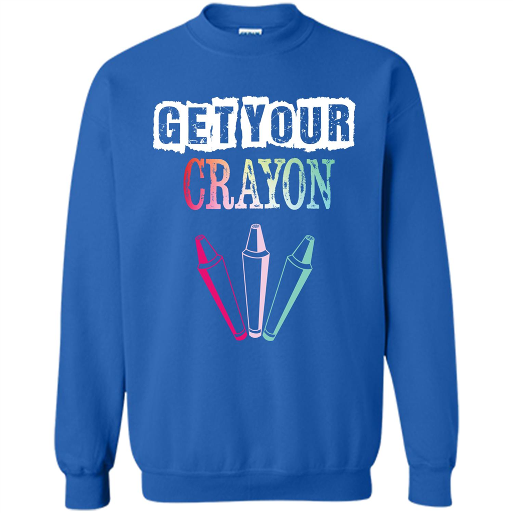 Teacher Lover T-shirt Get Your Crayon Royal