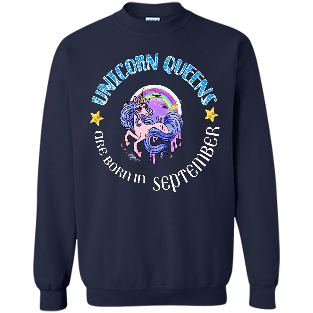 September Unicorn T-shirt Unicorn Queens Are Born September Navy
