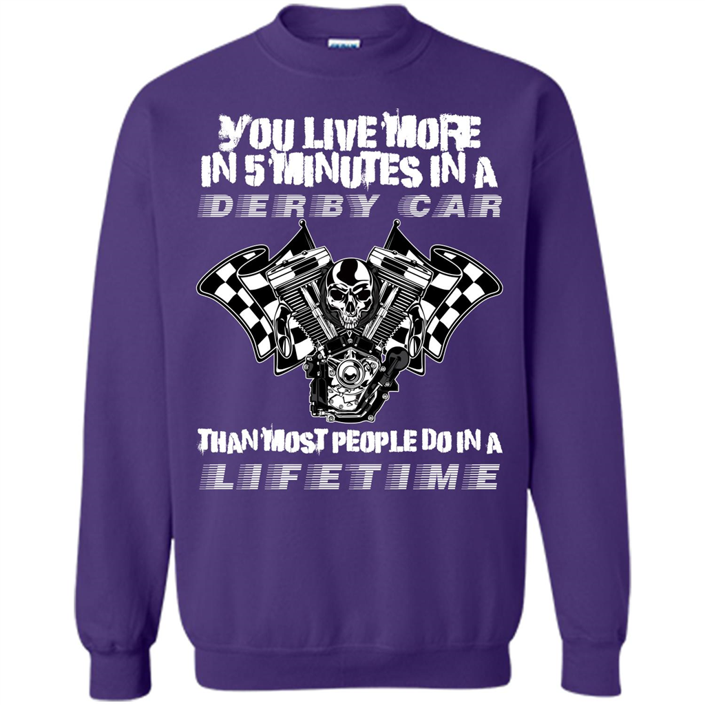 Derby Car Life Time T-shirt You Live More In 5 Minutes In A Derby Car Purple