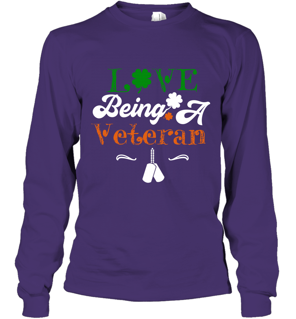 Love Being A Veteran Saint Patricks Day Shirt Long Sleeve T-Shirt Purple