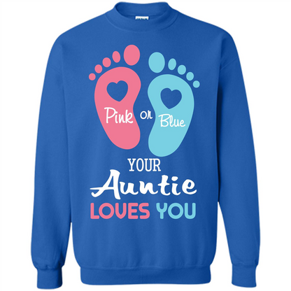 Baby T-shirt Pink Or Blue Your Auntie Loves You Royal