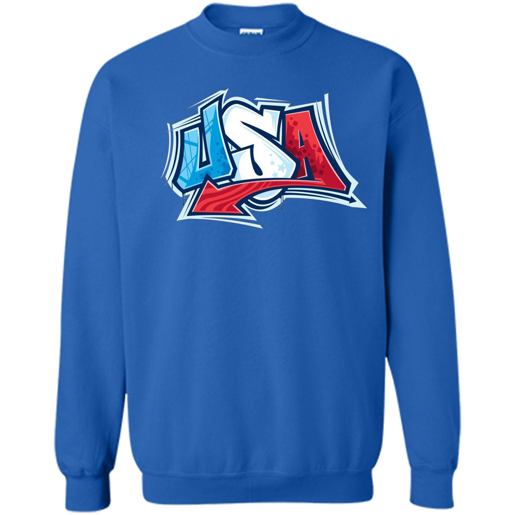 USA T-shirtt Graffiti Style Design Merica 4th July T-shirt Royal