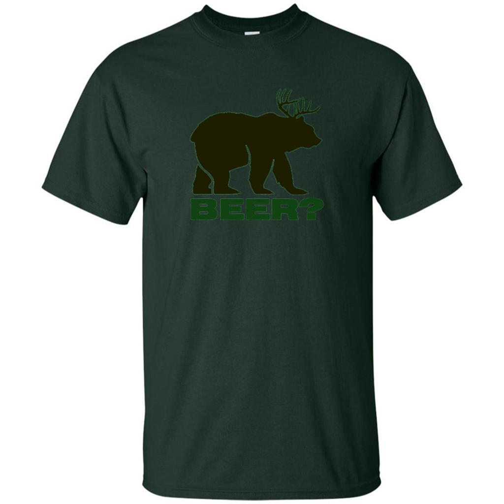 Bear Deer Bear Beer Funny T-shirt Forest Green