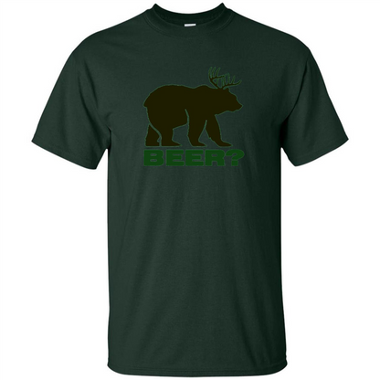 Bear Deer Bear Beer Funny T-shirt Forest Green