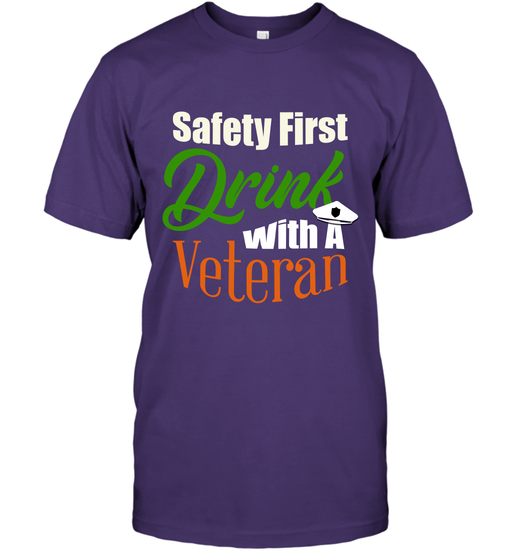Safety First Drink With A Veteran Saint Patricks Day Shirt T-Shirt Purple