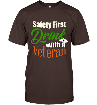 Safety First Drink With A Veteran Saint Patricks Day Shirt T-Shirt Dark Chocolate