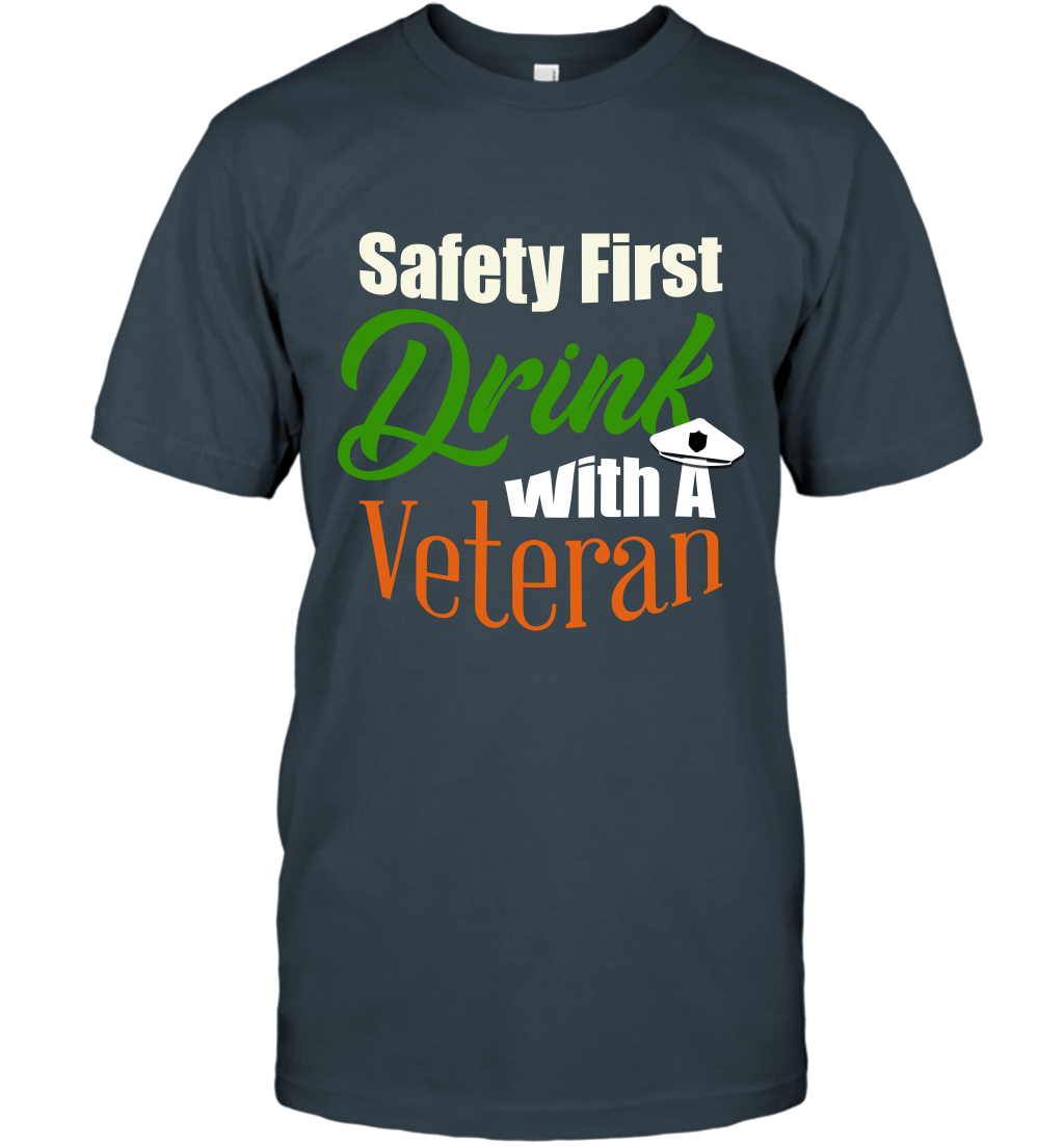 Safety First Drink With A Veteran Saint Patricks Day Shirt T-Shirt Charcoal