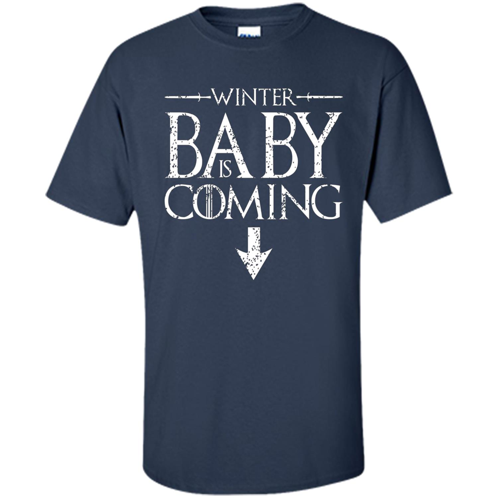 Funny Humor Maternity T-shirt Winter Baby is Coming Navy