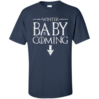 Funny Humor Maternity T-shirt Winter Baby is Coming Navy