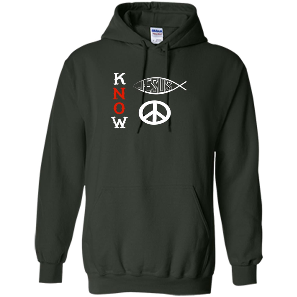 Christian T-shirt Know Jesus Know Peace Forest Green