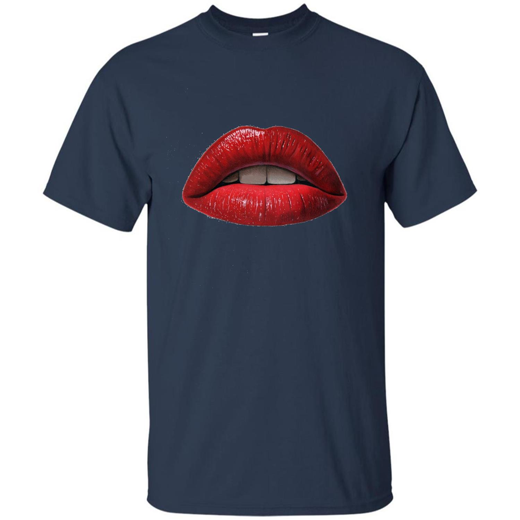 Red Lips T-shirt with Red Lips Art T-shirt Navy