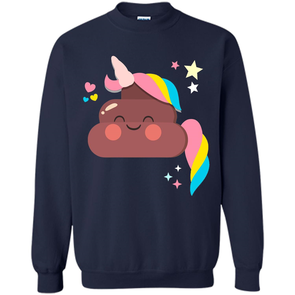 Emoji Happy Unicorn Poop Funny T-shirt Navy