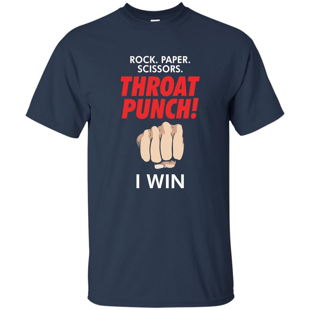 Rock Paper Scissors Throat Punch Funny I Win T-shirt Navy
