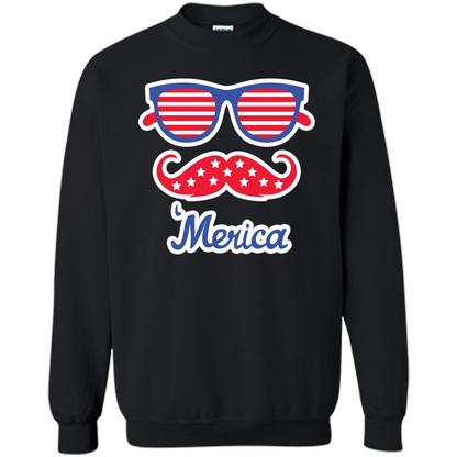 Merica Sunglasses Shirt Stars Stripes July 4th T-shirt Black