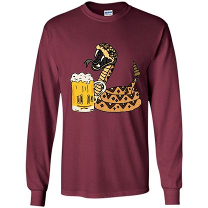 Smiletodaytees Funny Rattlesnake Drinking Beer T-shirt Maroon