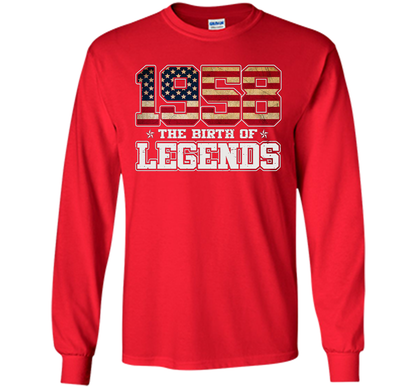 Birthday Gift For 59 Years Old 1958 T Shirt American Flag t-shirt Red