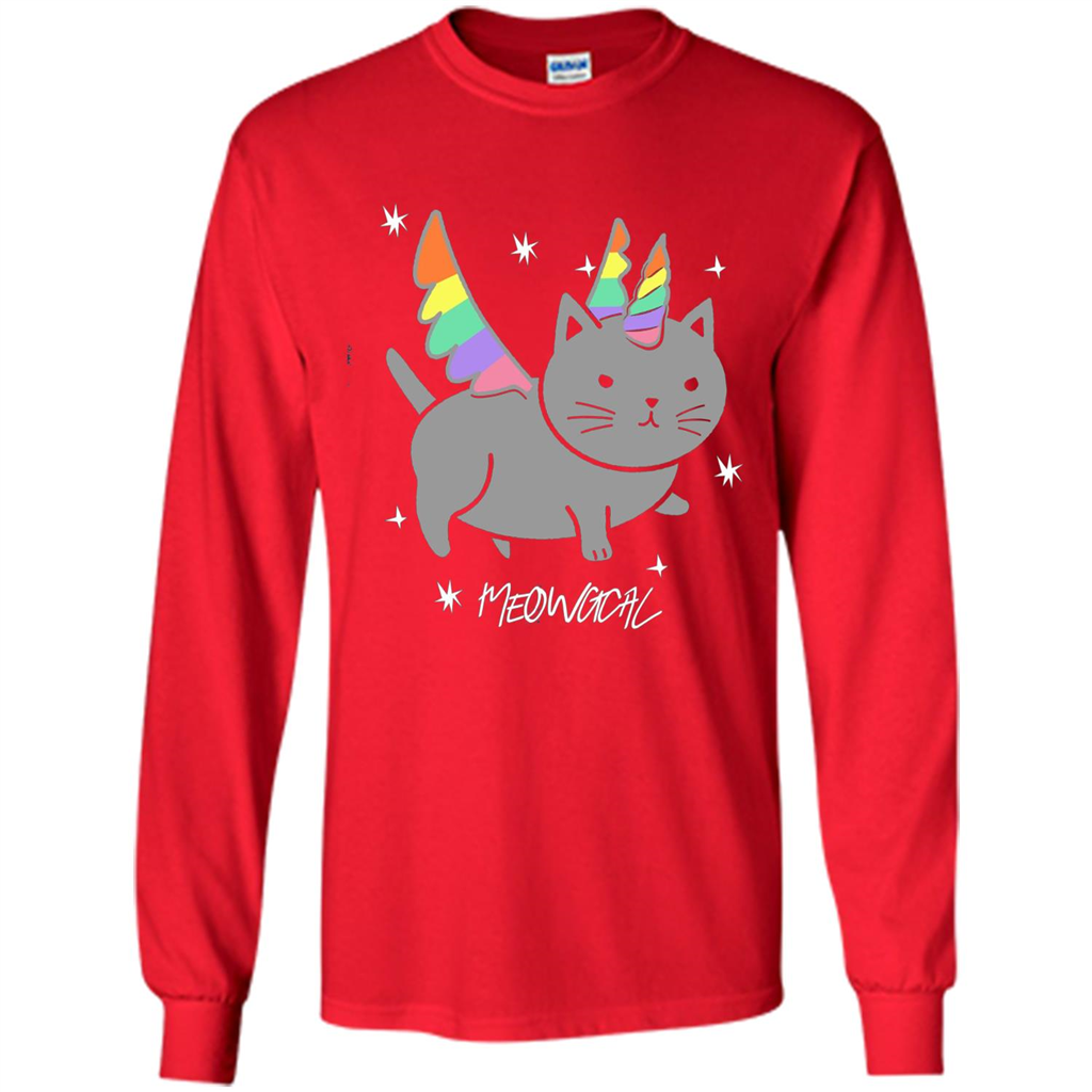 Funny Meowgical Cat Unicorn T-shirt For Cat Lover Red
