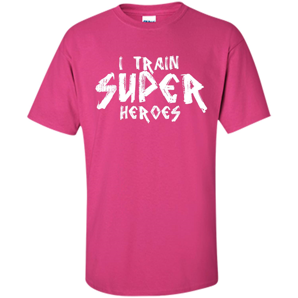 I Train Super Heroes T-shirt Heliconia