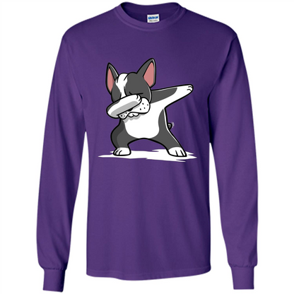 Dabbing Boston Terrier Dog T-Shirt Dab Dance T-shirt Purple