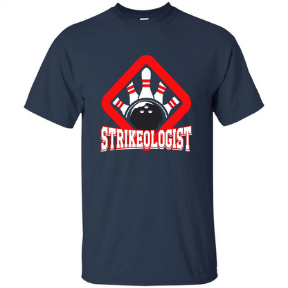 Strikeologist Bowling T-shirt For Bowling Lover Navy