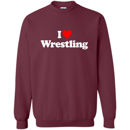 I Love Wrestling T-shirt Maroon
