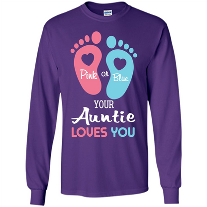 Baby T-shirt Pink Or Blue Your Auntie Loves You Purple