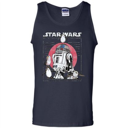 Movie T-shirt Last Jedi Flock Of Porgs Surround R2-D2 T-shirt Navy