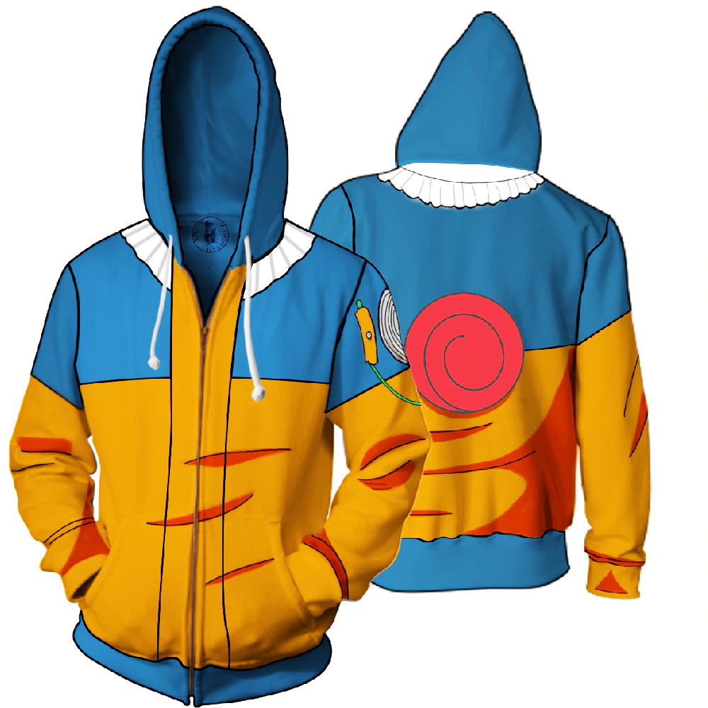 Naruto Cosplay Zip Up Hoodie Jacket 4XL