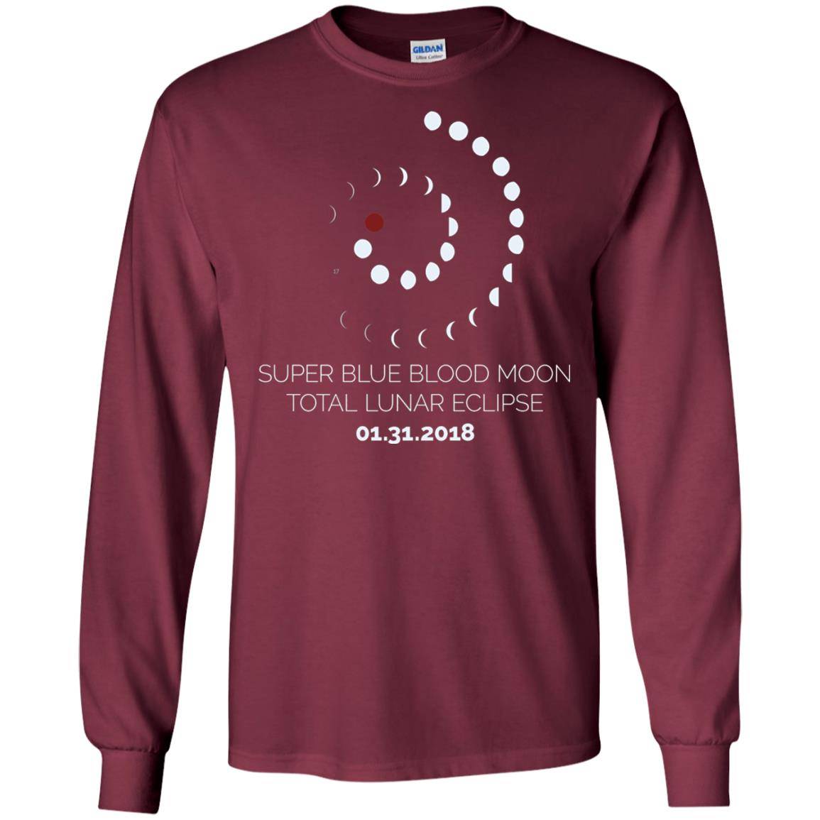 Super Blue Blood Moon Total Lunar Eclipse 2018 T-shirt Maroon
