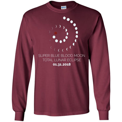 Super Blue Blood Moon Total Lunar Eclipse 2018 T-shirt Maroon