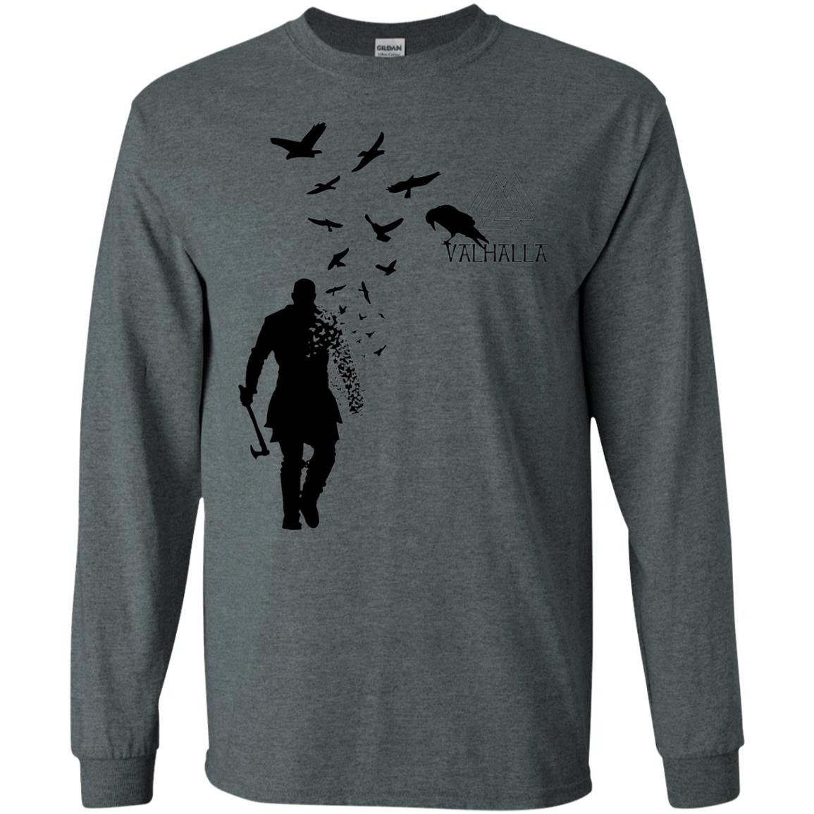 Vikings Axe Ragnar Lothbrok Flock Of Ravens Valhalla Symbol T-shirt Dark Heather