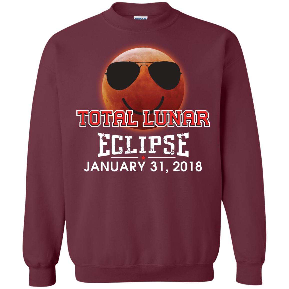 Blood Moon T-shirt Total Lunar Eclipse January 31. 2018 Maroon